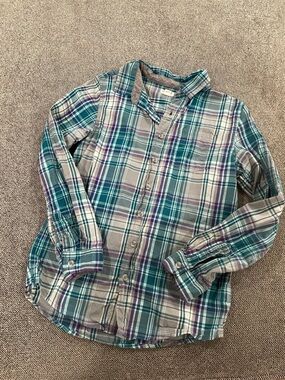 Cat & Jack Teal, Gray & Purple Plaid Button-Down Shirt